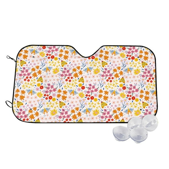 Kdxio Colorful Floral Print Windshield Sun Shade,UV Rays and Sun Heat Protection,Sunshade for Car Windshield,Car Shade Front Windshield -