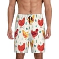 thumbnail image 1 of Kdxio Colorful Flower Chickens Print Mens Sleep Shorts Bottoms Soft Comfy Pajama Wear Pants with Drawstring Pockets, 1 of 5