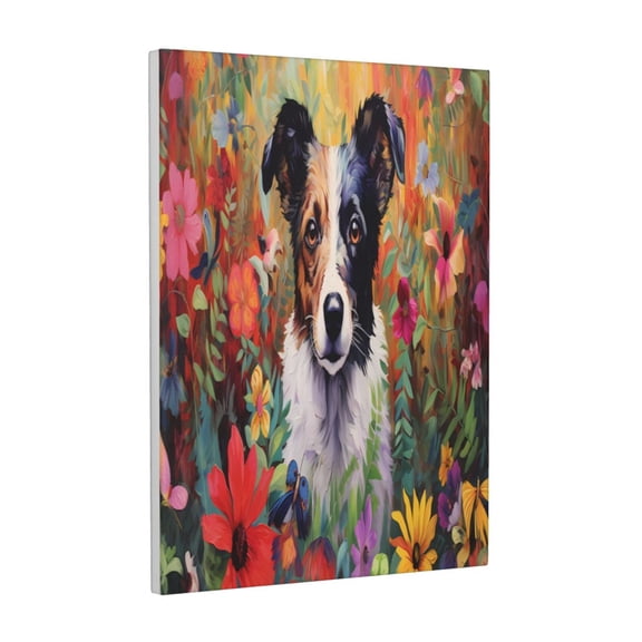 Kdxio Colorful Flower Dog Pattern Canvas Wall Art 12x16 Inches - Waterproof HD Print Solid Wood Frame for Living Room & Bathroom,Vertical
