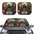 thumbnail image 1 of Kdxio Colorful Flower Meditating Hamster Print 2-Piece Sun Shade Front Windshield - Foldable Car Front Window Sunshades for Most Sedans SUV Truck, 1 of 6
