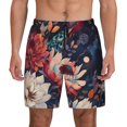 thumbnail image 1 of Kdxio Colorful Flower Peacock Print Men's Swim Trunks with Compression Liner 7 Inch Inseam Quick Dry Swim Shorts, 1 of 5
