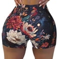 thumbnail image 1 of Kdxio Colorful Flower Peacock Print Workout Shorts for Women Seamless Soft Smooth Gym Yoga Scrunch Active Shorts, 1 of 5