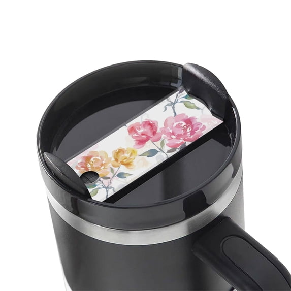 Kdxio Colorful Flowers Name Plate Compatible Stanley Cups Name Tag Acrylic Nameplate Tumbler Lid Topper for Cup Accessories
