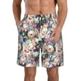 thumbnail image 1 of Kdxio Colorful Flowers Pattern Mens Casual Shorts - Drawstring Summer Beach Sports Shorts for Men, 1 of 9