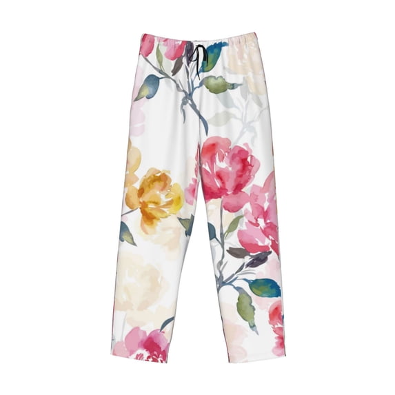 Kdxio Colorful Flowers Print Men's Sleep Pajama Pant Lounge Pants with Pockets