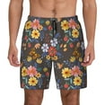 thumbnail image 1 of Kdxio Colorful Flowers With Butterfly Print Men'S Swim Trunks With Compression Liner 7 Inch Inseam Quick Dry Swim Shorts, 1 of 7
