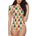 thumbnail image 1 of Kdxio Colorful Frogs for Women's Short-Sleeved Onesie Stylish Round Neck Pajamas Bodysuit Jumpsuit Nightwear-Medium, 1 of 7