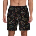 thumbnail image 1 of Kdxio Colorful Game Controller Print Men's Swim Trunks with Compression Liner 7 Inch Inseam Quick Dry Swim Shorts, 1 of 7
