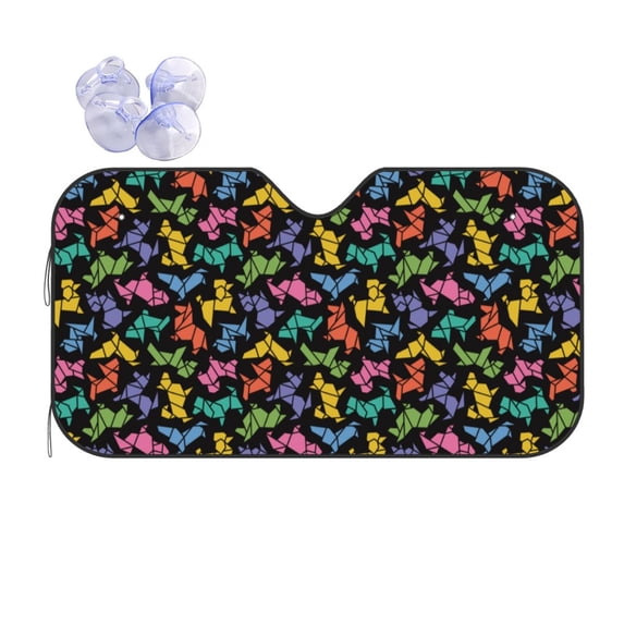 Kdxio Colorful Geometric Dog Print Front Windshield Sun Shade,Folding Auto Sunshade for Car Truck SUV-Medium