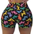 thumbnail image 1 of Kdxio Colorful Geometric Dog Print Workout Shorts for Women Seamless Soft Smooth Gym Yoga Scrunch Active Shorts, 1 of 9