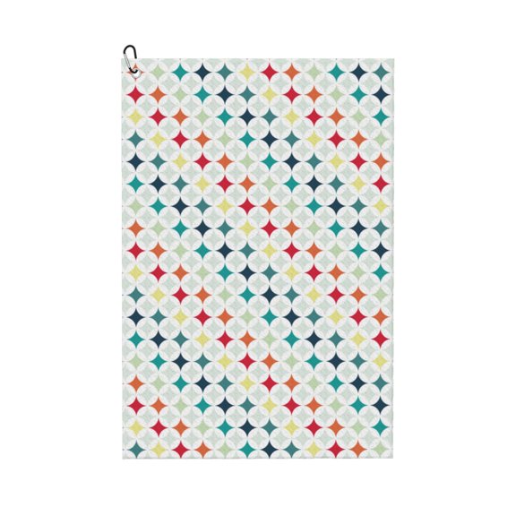 Kdxio Colorful Geometric Pattern Golf Towel (24" X 16") with Carabiner Clip - The Convenient Golf Cleaning Towel