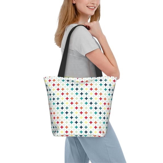 Kdxio Colorful Geometric Women Reusable Grocery Bags Foldable Ripstop,Reusable Shopping Bags for Shopping,Gym,Gift
