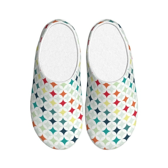 Kdxio Colorful Geometric Women's Men's Slippers Plush Slip-On House Slipper for Winter Indoor Soft Cushion Non-slip Fluffy Slides Slippers-39/40