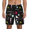 thumbnail image 1 of Kdxio Colorful Geometry Print Men's Swim Trunks with Compression Liner 7 Inch Inseam Quick Dry Swim Shorts, 1 of 7