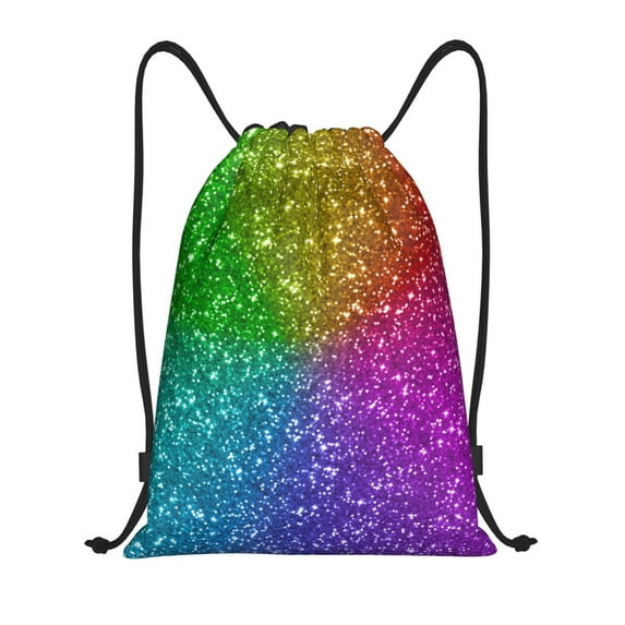 Kdxio Colorful Glitter Print Drawstring Backpack Bag,Waterproof Draw String Back Sack, Gym Drawstring Bags Swim Bag For Unisex