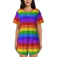 thumbnail image 1 of Kdxio Colorful Glitter Rainbow Print Pajamas Sets for Women Short-Sleeved Pjs with Lounge Shorts Two Piece Sleepwear S-4XL, 1 of 1