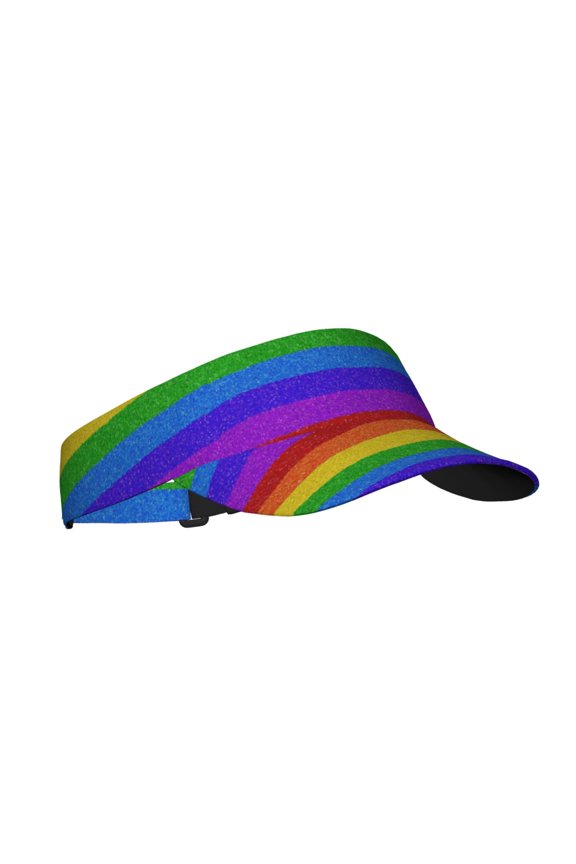 Colorful Glitter Rainbow Print Sun Visor Hat Golf Visor Adjustable Velcro Outdoor Sports Cap for Men Women
