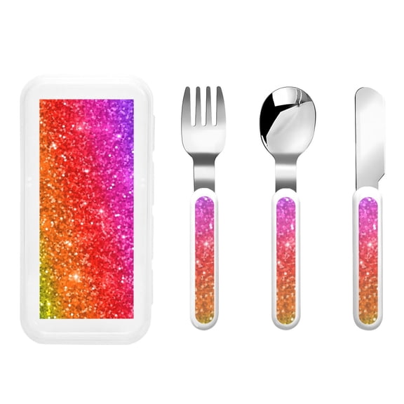 Kdxio Colorful Glitter Toddler Utensils Set - Kids Silverware Set, Set Kids Utensils Set with Case for Preschooler Children