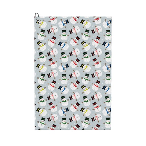 Kdxio Colorful Hat Snowman Pattern Golf Towel (24" X 16") with Carabiner Clip - The Convenient Golf Cleaning Towel