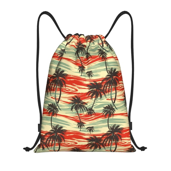 Kdxio Colorful Hawaii Palms Print Drawstring Backpack Bag,Waterproof Draw String Back Sack, Gym Drawstring Bags Swim Bag For Unisex