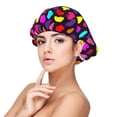 thumbnail image 1 of Kdxio Colorful Hearts Pattern Satin Bonnet Silk Bonnet Hair Bonnet for Sleeping Hair Bonnets for Women Curly Natural Hair, 1 of 6