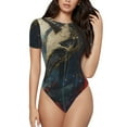 thumbnail image 1 of Kdxio Colorful Ink Cute Horse for Women's Short-Sleeved Onesie Stylish Round Neck Pajamas Bodysuit Jumpsuit Nightwear-Large, 1 of 7