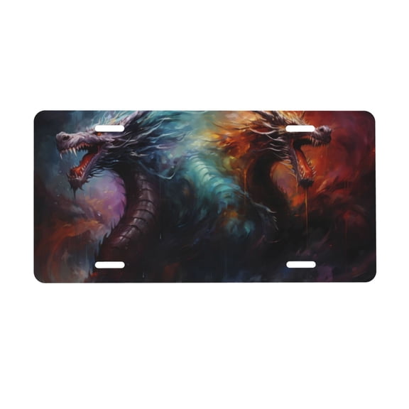 Kdxio Colorful Ink Style Dragon License Plate Car Front License Plate Car Decoration Car Accessories Front Tag Plate Standard Size