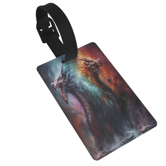 Kdxio Colorful Ink Style Dragon Luggage Tags Privacy Cover ID Label Suitcase Tags Identifiers For School Bags,Suitcases