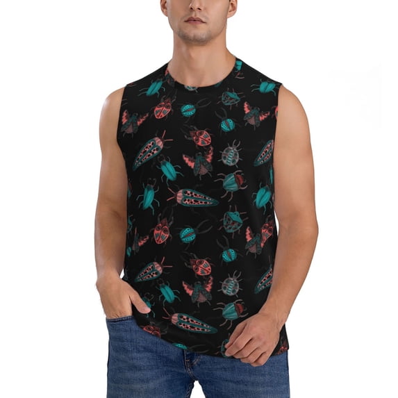 Kdxio Colorful Insect for Men's Muscle T-shirt,Sleeveless for Workout Running Athletic Gym Lounge Casual