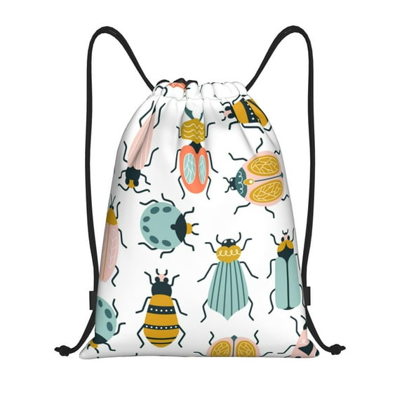 Kdxio Colorful Insects Print Drawstring Backpack Bag,Waterproof Draw String Back Sack, Gym Drawstring Bags Swim Bag For Unisex