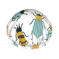 thumbnail image 1 of Kdxio Colorful Insects Print Shower Cap for Women,Elastic and Reusable,Double Waterproof Layers Bathing Hat, 1 of 9