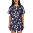 thumbnail image 1 of Kdxio Colorful Jellyfish Print Pajamas Sets for Women Short-Sleeved Pjs with Lounge Shorts Two Piece Sleepwear S-4XL, 1 of 9