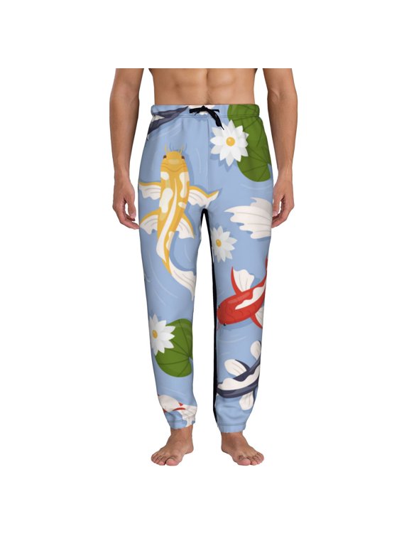 Colorful Koi Fish Pattern Joggers,Sweatpants for Men with Pockets-Large