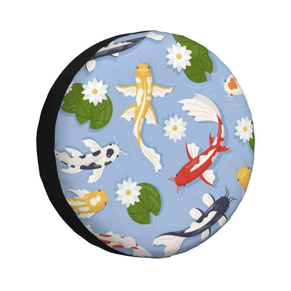 Kdxio Colorful Koi Fish for Tire Cover Wheel Protectors Tyre Covers Weatherproof Wheel Covers Universal Fit for Trailer Rv SUV Truck Camper Travel Trailers 17 inch