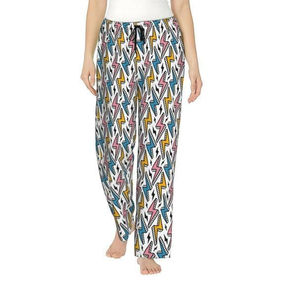 Kdxio Colorful Lightning Bolts Women Pajama Pants Drawstring Pajama Pants Wide Leg Casual Lounge Pants Sleepwear -Medium