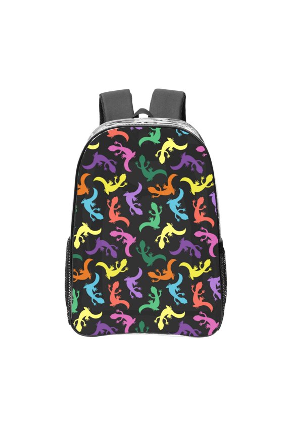Colorful Lizards Clear Backpack, Transparent Bookbag for School for Women Men, Capacity Clear Bag for College, Travel
