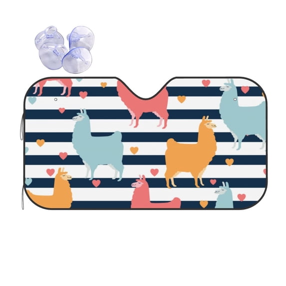 Kdxio Colorful Llama Print Front Windshield Sun Shade,Folding Auto Sunshade for Car Truck SUV-Small