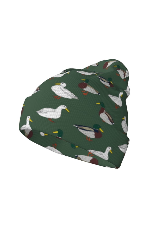 Colorful Mallard Duck Winter Beanie for Men Women Beanie Knit Hat Cuffed Cap Beanie Knit Chunky Snow Cap