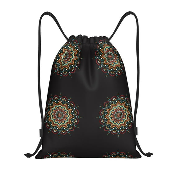 Kdxio Colorful Mandala Print Drawstring Backpack Bag,Waterproof Draw String Back Sack, Gym Drawstring Bags Swim Bag For Unisex