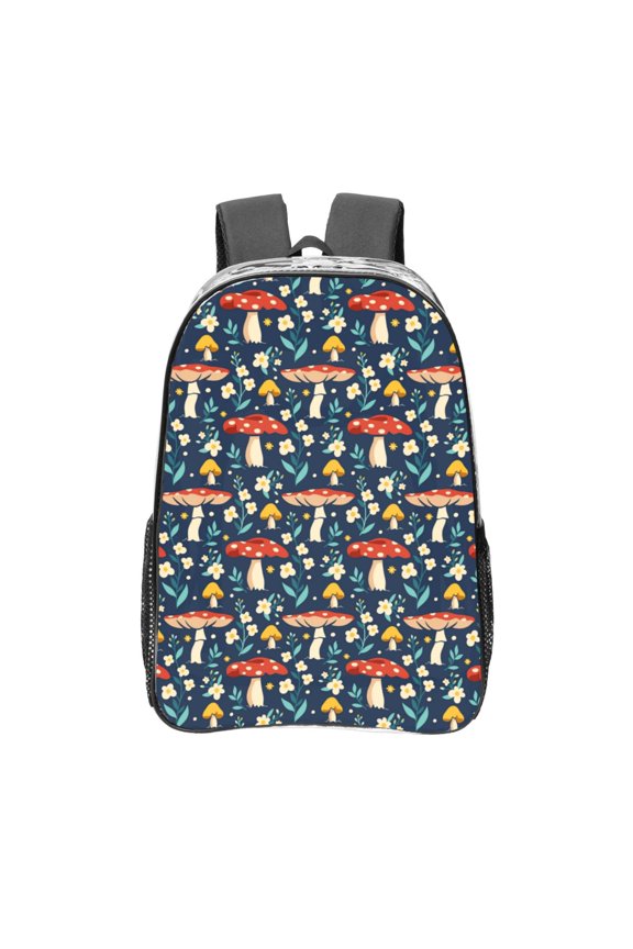 Colorful Mushrooms Clear Backpack, Transparent Bookbag for School for Women Men, Capacity Clear Bag for College, Travel