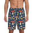 thumbnail image 1 of Kdxio Colorful Mushrooms Print Mens Sleep Shorts Bottoms Soft Comfy Pajama Wear Pants with Drawstring Pockets, 1 of 7