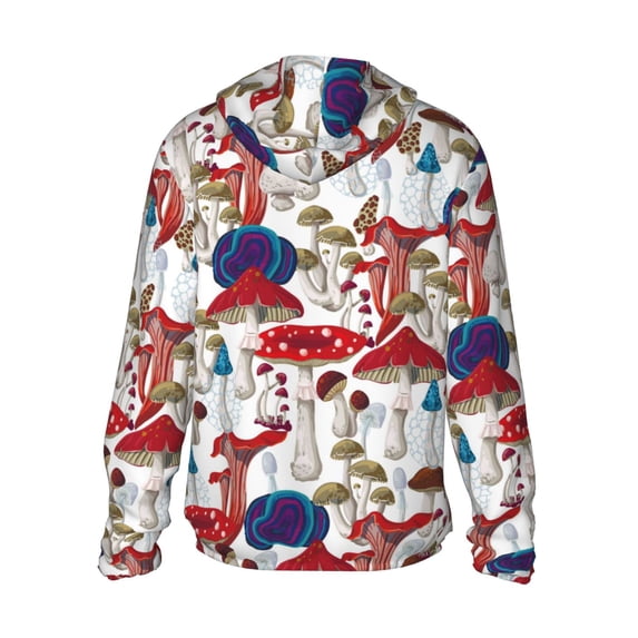 Kdxio Colorful Mushrooms Print Women Men Sun Protection UPF 50+ Jackets Zip Up Long Sleeve Hoodie Hiking Lightweight with Pockets