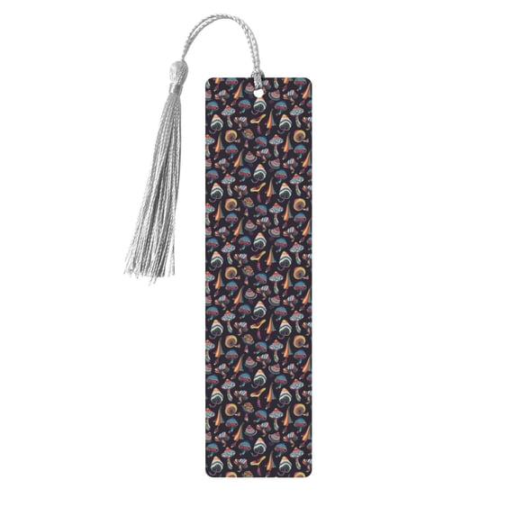 Kdxio Colorful Mushrooms in Doodle Style Print Metal Tassel Bookmarks,Perfect Gift for Art Lovers and Bookworms Metal Bookmarks for Women