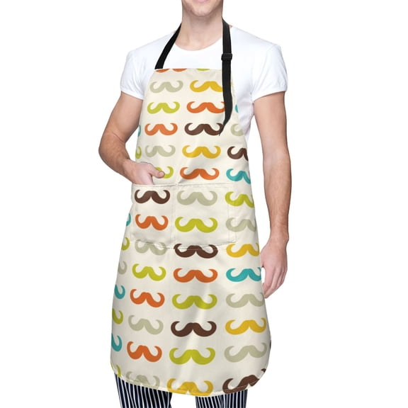Kdxio Colorful Mustache Apron with Pockets Adjustable Kitchen Aprons for Men Women Waterproof Aprons for Cooking,Drawing,Crafting, Baking Household Cleaning