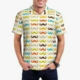 thumbnail image 1 of Kdxio Colorful Mustache Print Men's Short Sleeve Polo Shirt,Midweight Men's Shirt, 1 of 6