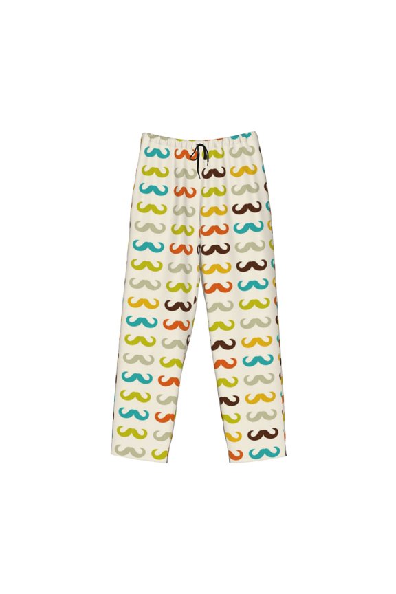 Colorful Mustache Print Men's Sleep Pajama Pant Lounge Pants with Pockets