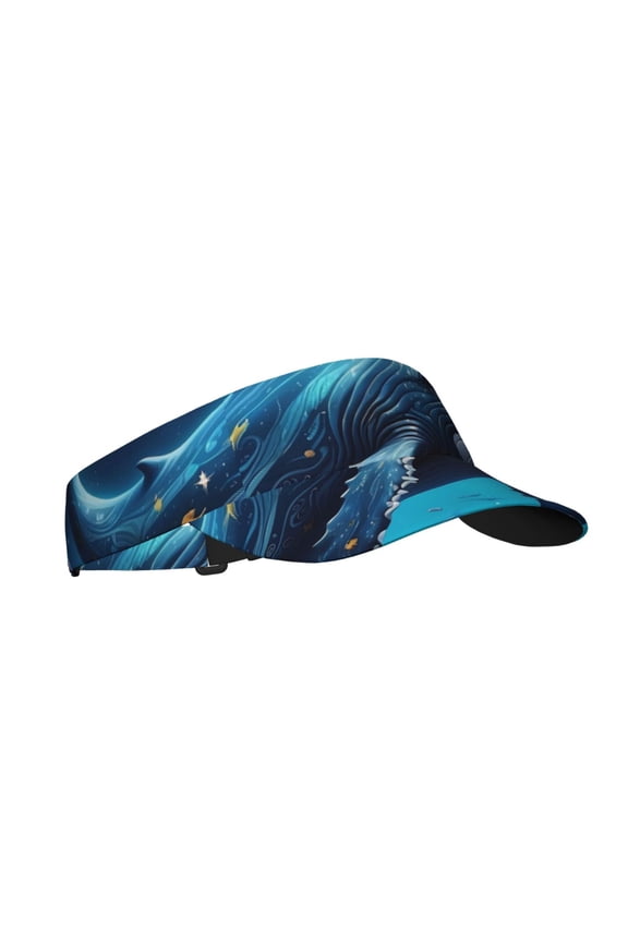Colorful Ocean Whale Print Sun Visor Hat Golf Visor Adjustable Velcro Outdoor Sports Cap for Men Women