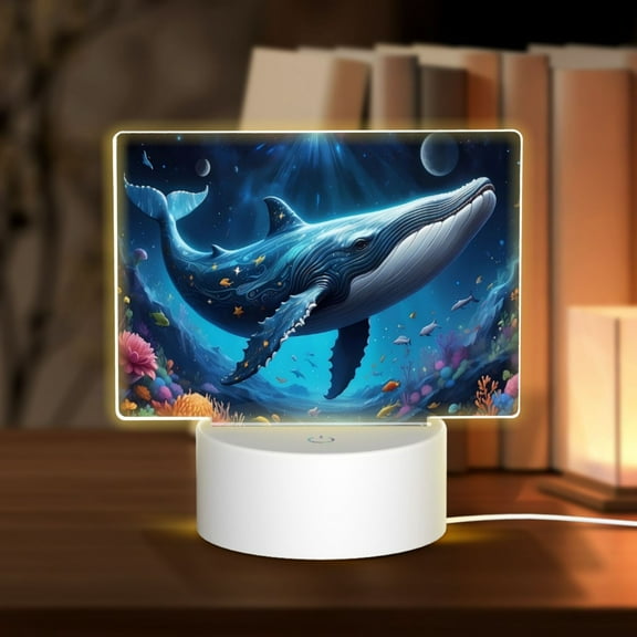 Kdxio Colorful Ocean Whale Rectangular Acrylic Night Light Acrylic Sleep Night Light Friend Gifts for Birthday Gifts for Women Teens Boys Girls