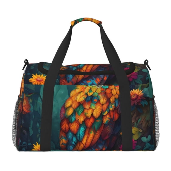 Kdxio Colorful Owl Forest Travel Duffel Bag Gym Bag Weekender Travel Bag Gym Bag for Women &Men Airplane Travel Essentials for Flying