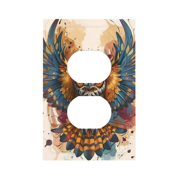 Kdxio Colorful Owl Tattoo Art Decorator Light Switch or Receptacle Outlet Wall Plate Decorator Wall Plate Child Safe Outlet Cover-Style S